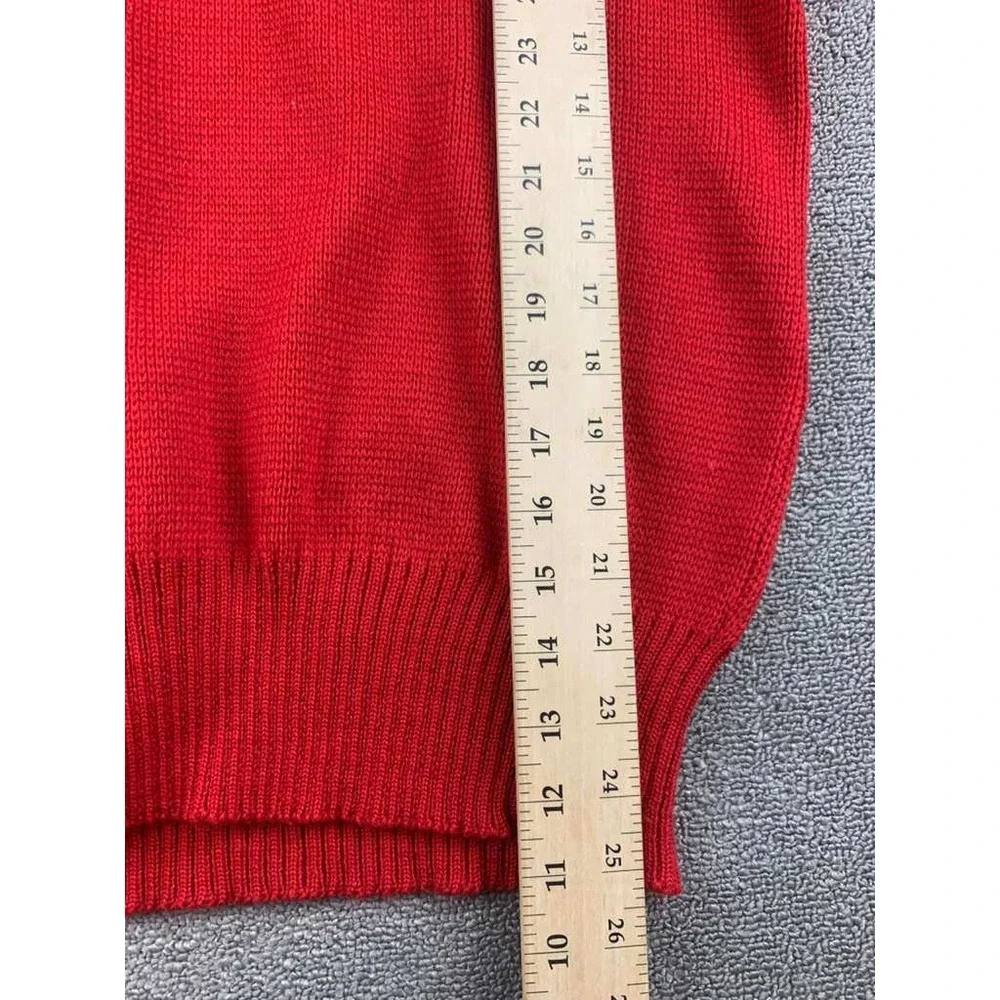 Vintage Serac Apres Ski Sweater Men M Red Globe Patch 80s Retro Hong Kong Made‎